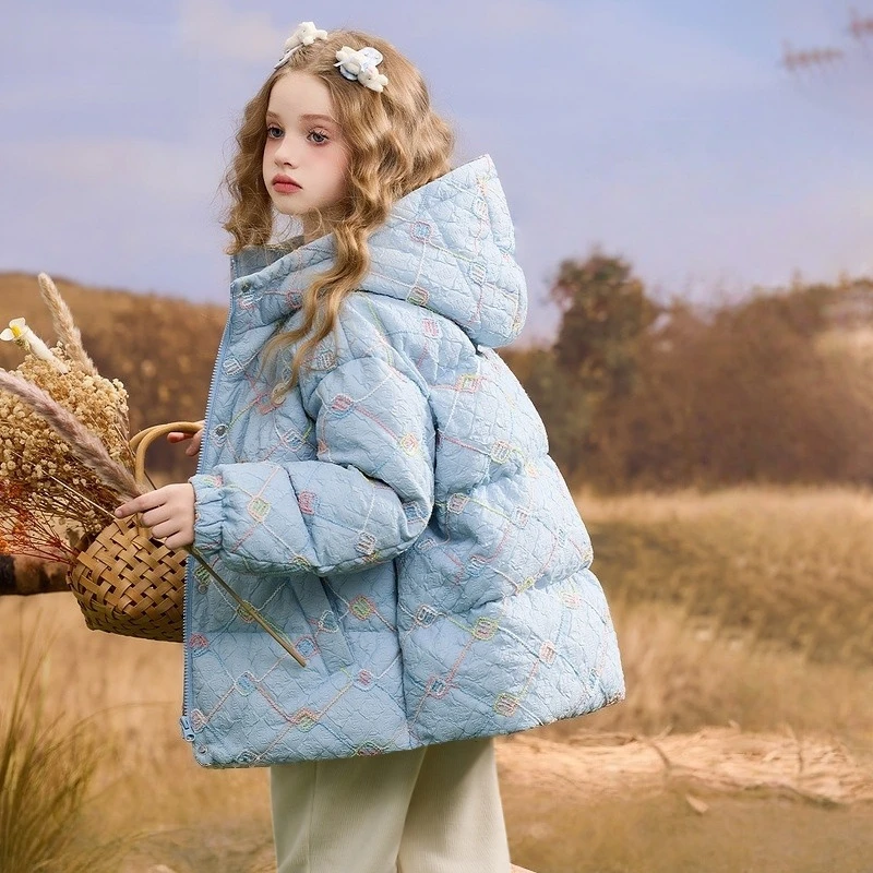 YeeHoO/英氏【断码】儿童甜美保暖棉服秋冬季新款中大童女童连帽防