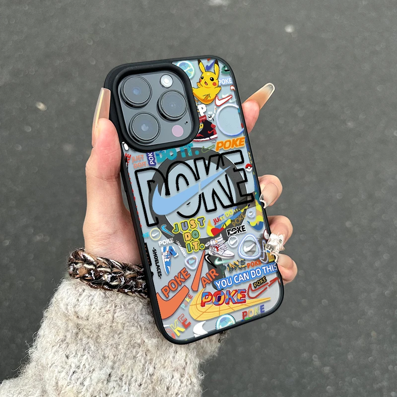 创意潮牌涂鸦皮卡丘适用苹果16promax手机壳15/14肤感磁吸13/1211