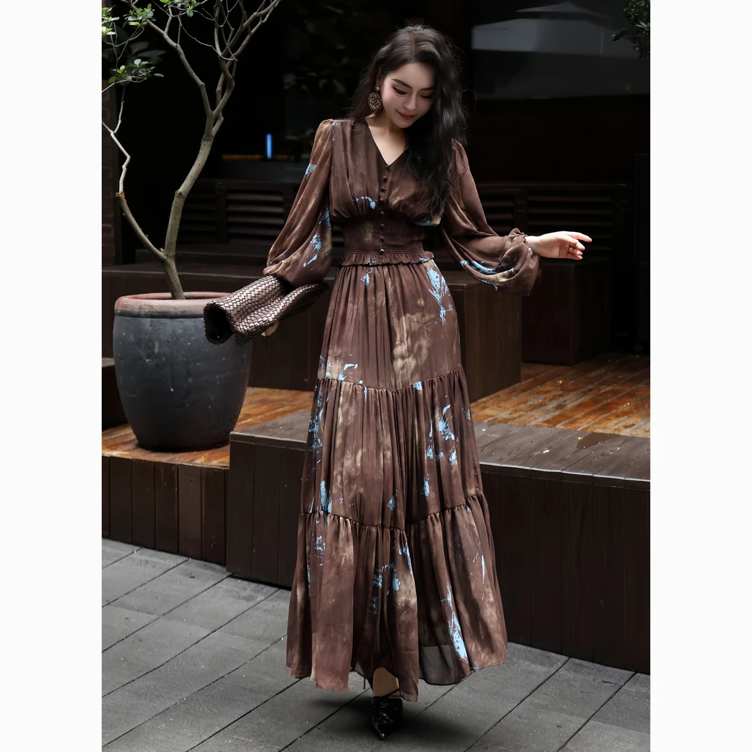 ZEROYK女人味气质套装波西米亚复古印花旅游度假上衣半身裙两件套