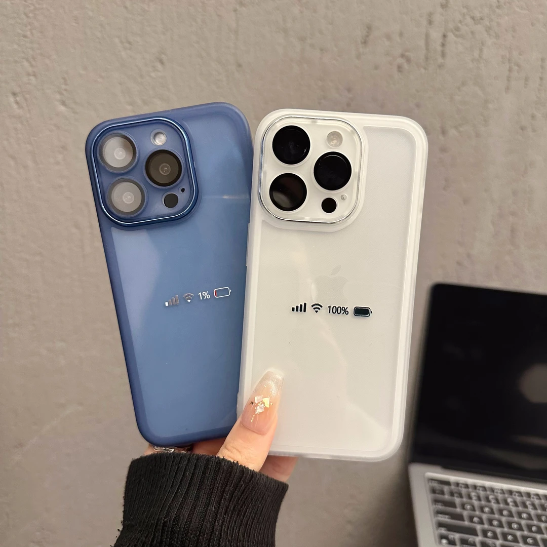 适用苹果16pro金属镜框手机壳华为p新款mate70创意电量100%小米15