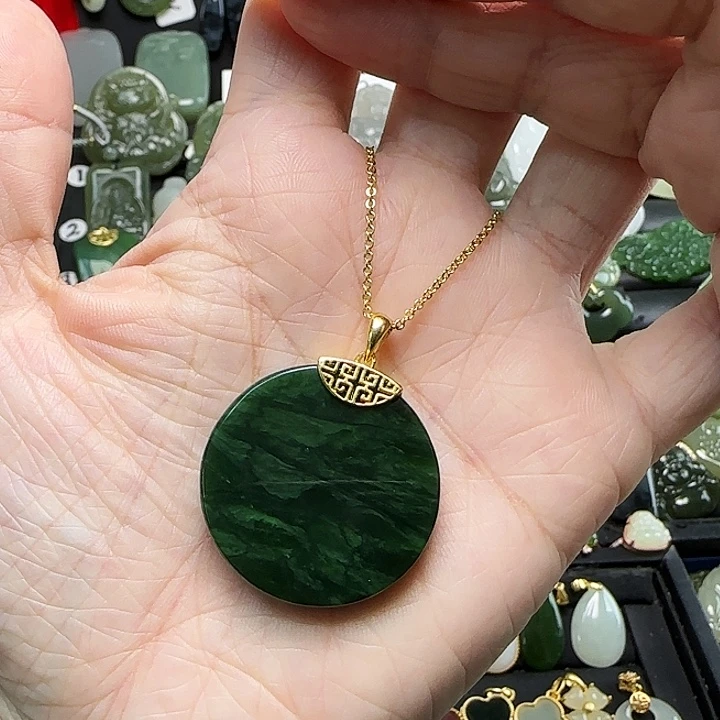 和田玉银S925镶嵌吊坠(赠链)