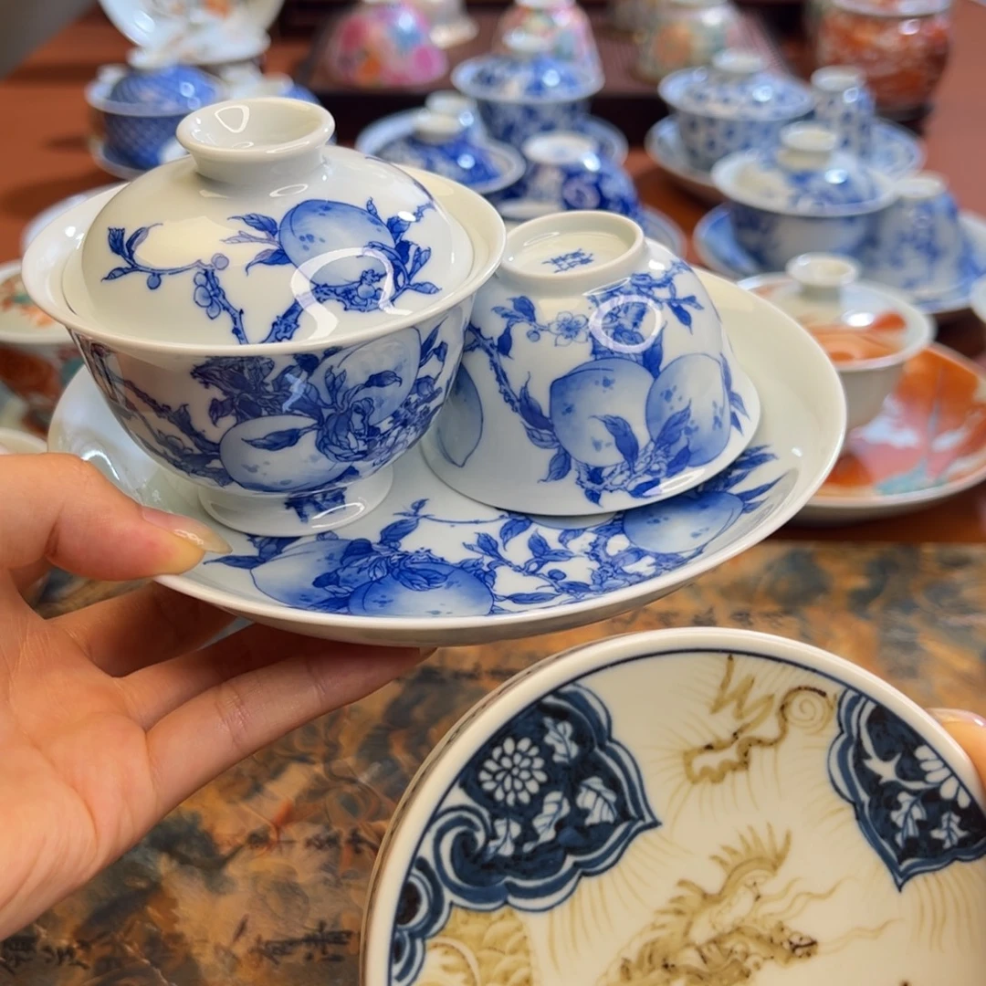 知冬煮雪手工手绘-竹林草堂茶具重工三件套套组