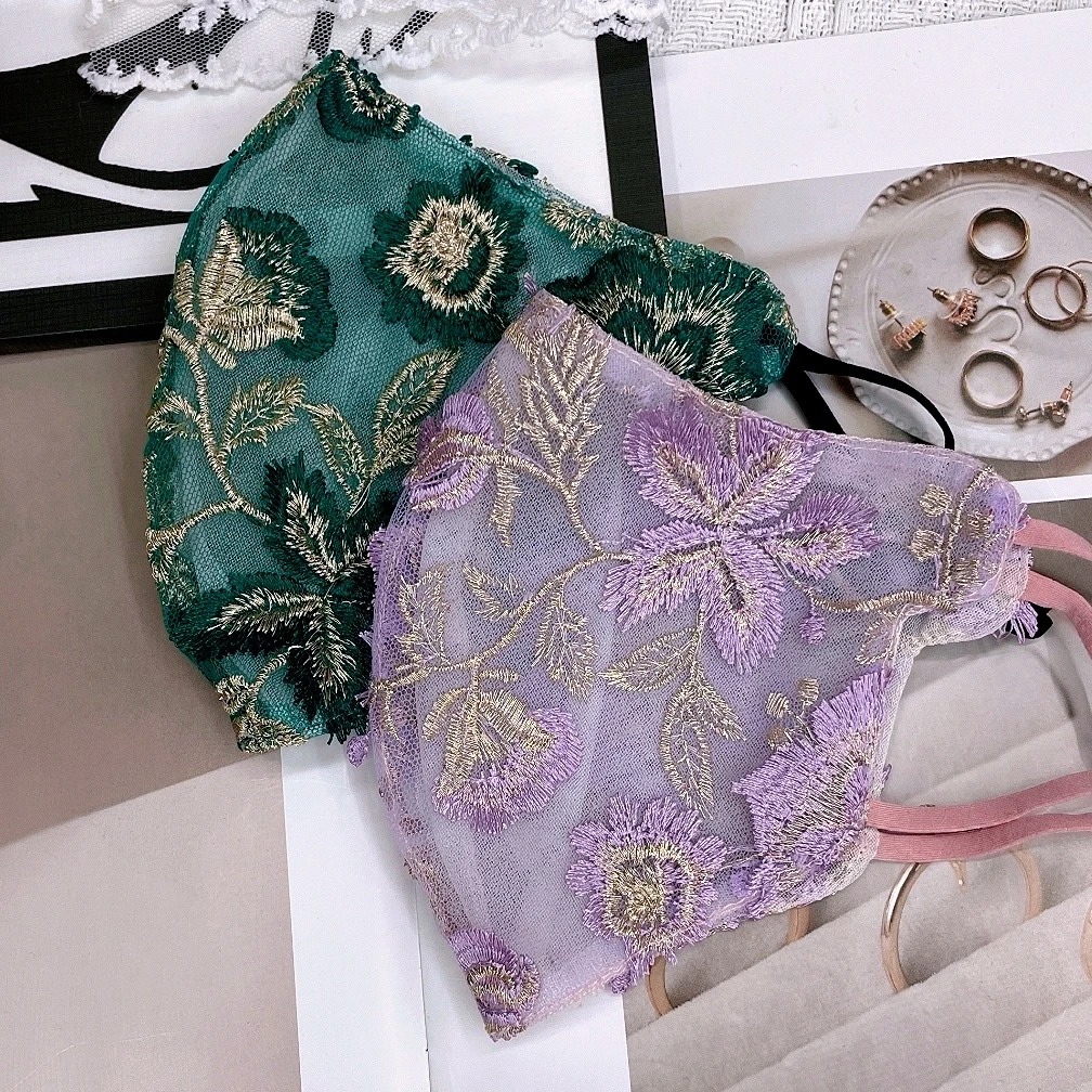 春夏国风新款蕾丝刺绣防晒口罩防紫外线遮阳护眼角面罩面纱透气