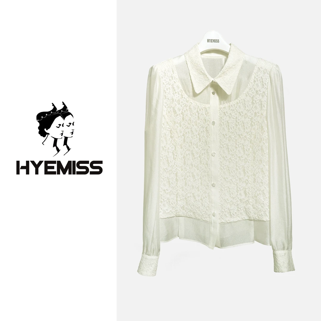 HYEMISSBA250047春夏款人丝时尚休闲百搭轻奢提花蕾丝长袖衬衫