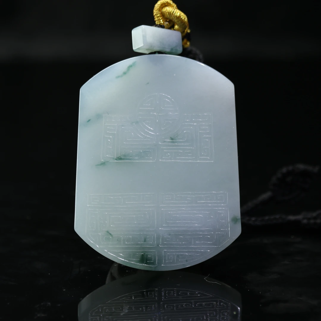 46天然缅甸翡翠A货飘花仿古无事牌/000283/上海嘉禾拍卖