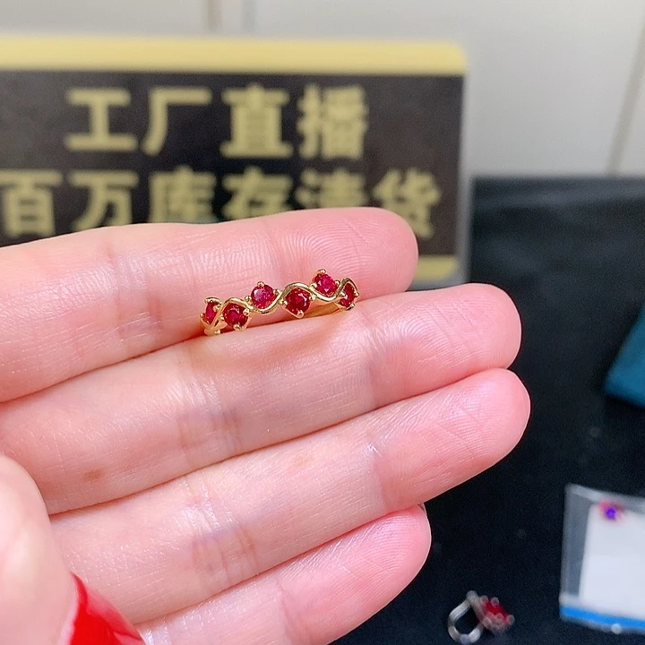 红宝石戒指银S925镶嵌