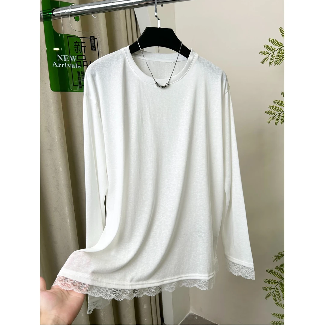 天丝雪花棉蕾丝长袖T防晒衫1005651