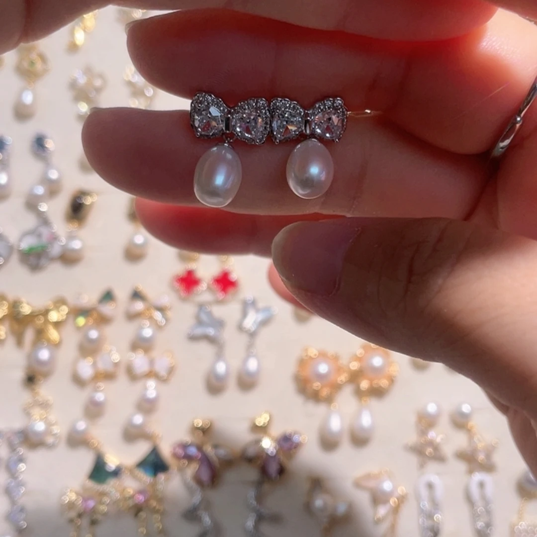 合金淡水珍珠耳饰