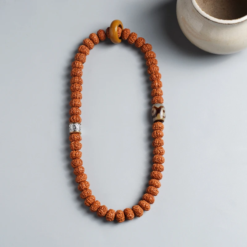 尼泊尔小金刚菩提子手串男双龙纹盘玩佛珠手持念珠精品文玩配饰女