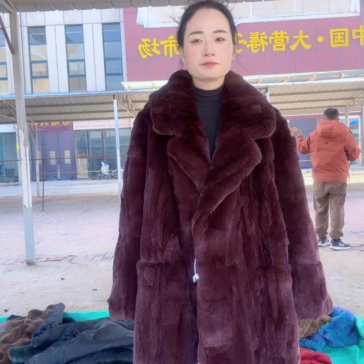 暗红中长款大翻领2xl