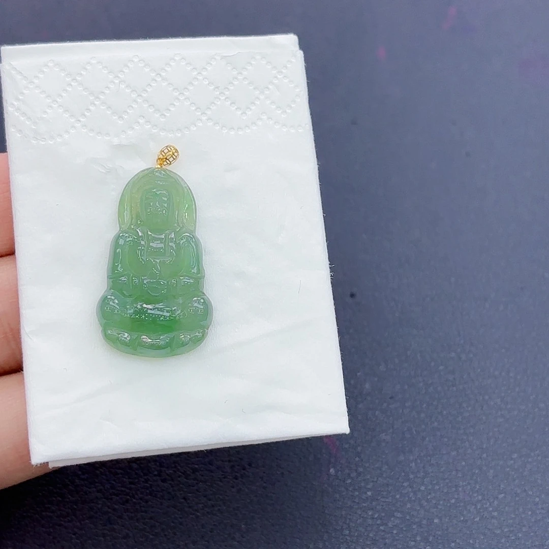 翡翠18K金镶嵌颈饰精品•观音