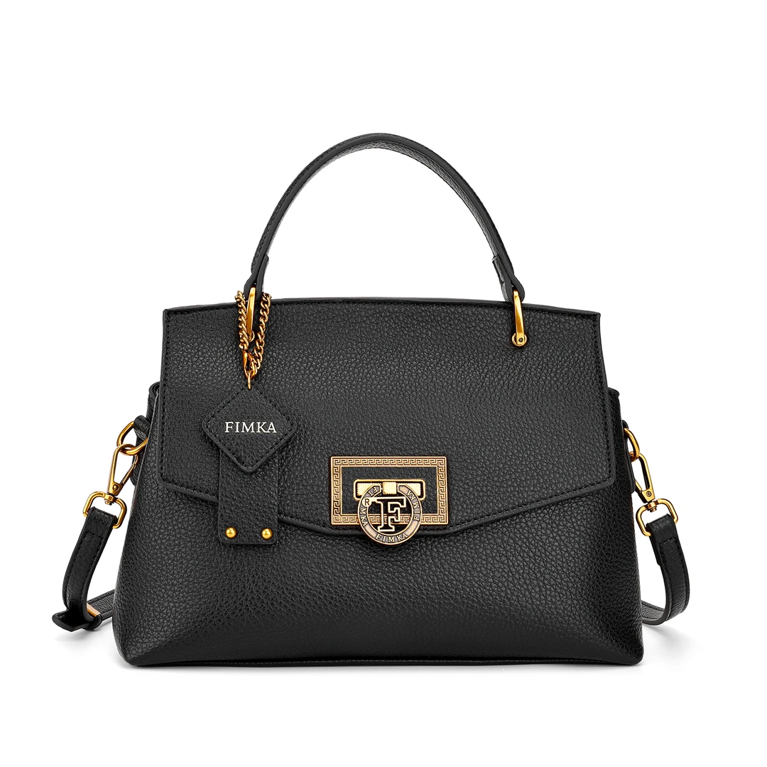 FIMKA轻奢高定黑色单肩手提女士包包