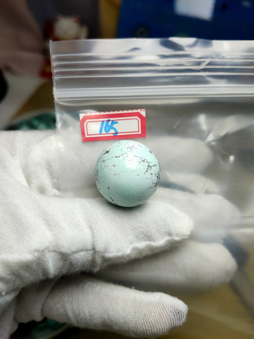 精品原矿绿松石白皮果冻料大圆珠直径21+