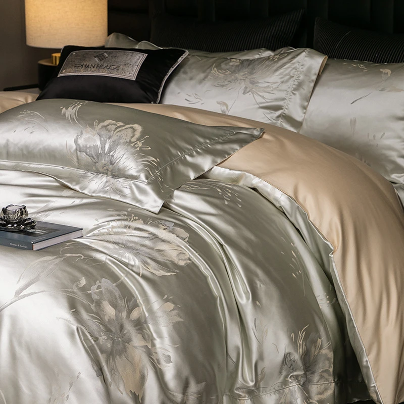 轻奢200支高精密大提花澳棉四件套高级感长绒棉四季床上用品被套