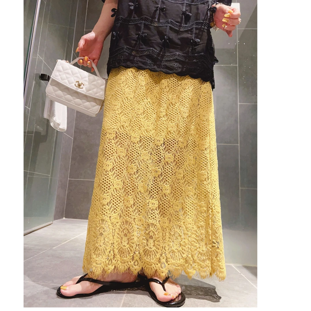 十三行重工钩花松紧腰半身裙高级感小众裙子