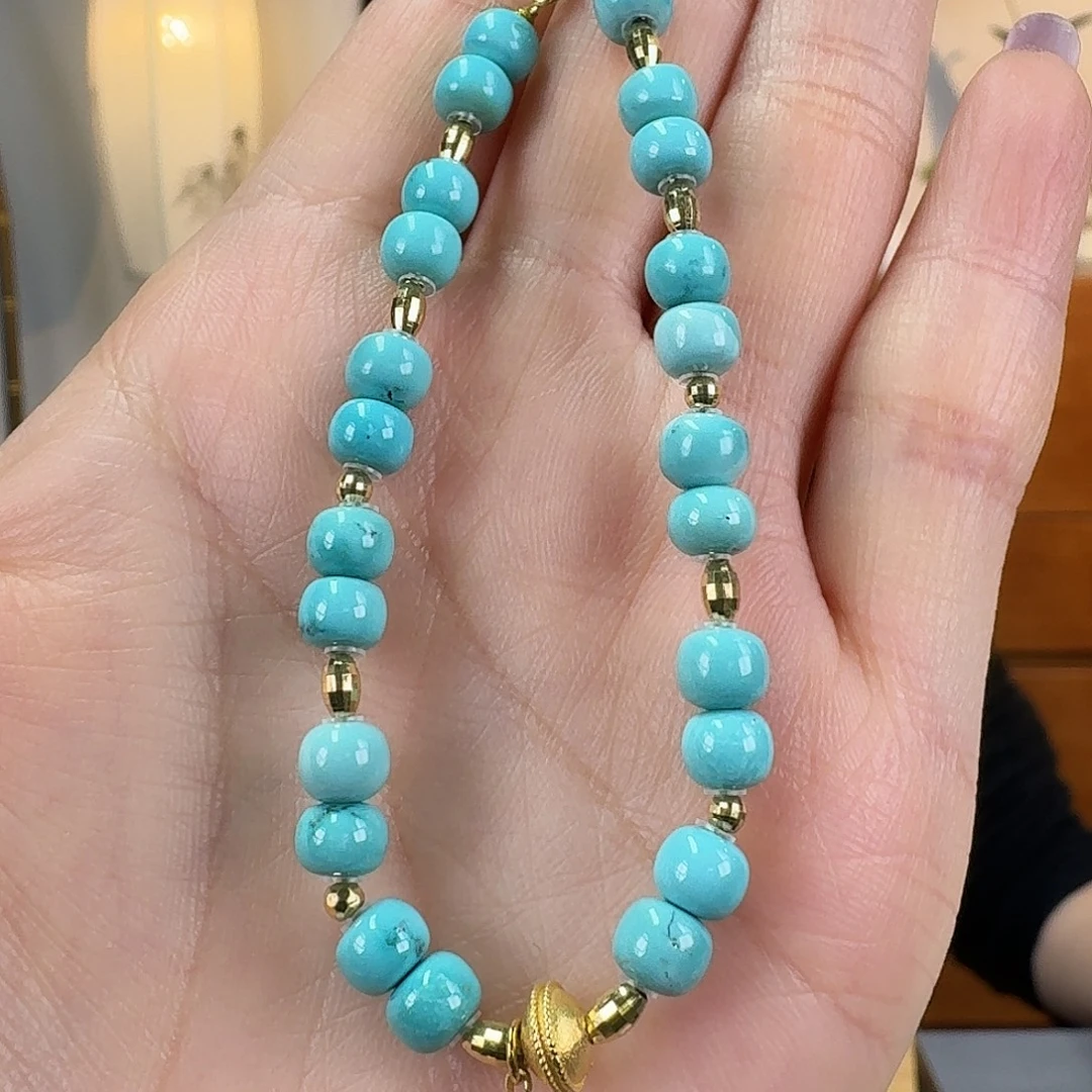 绿松石18K金镶嵌挂件