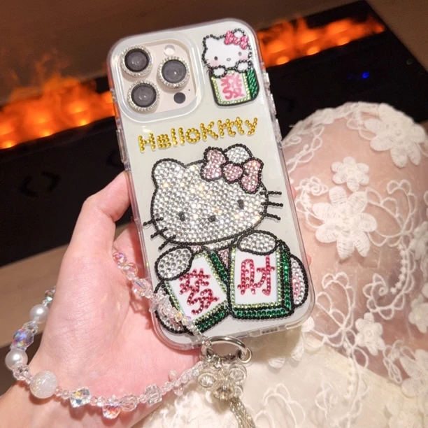 Uomi高级感手工点钻发财KT手机壳适用iPhone16prom