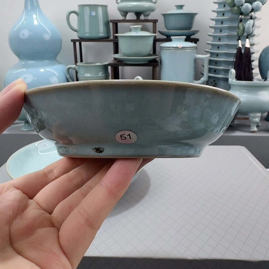 摆件大瑕汝窑天青釉圆洗51号