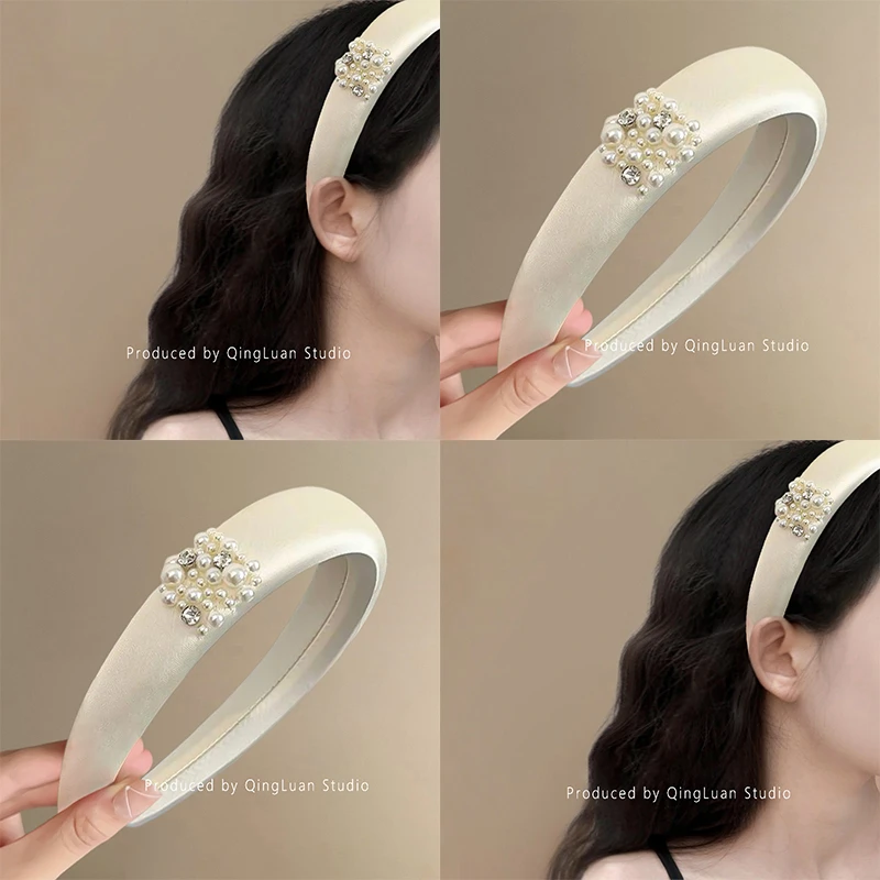 米勒庄园~法式珍珠缎面发箍高颅顶温柔头箍女2025新款新款发饰