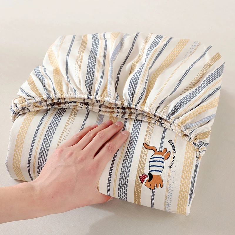 纯棉老粗布床笠单件全棉儿童全包席梦思床垫保护套宿舍防尘床套罩