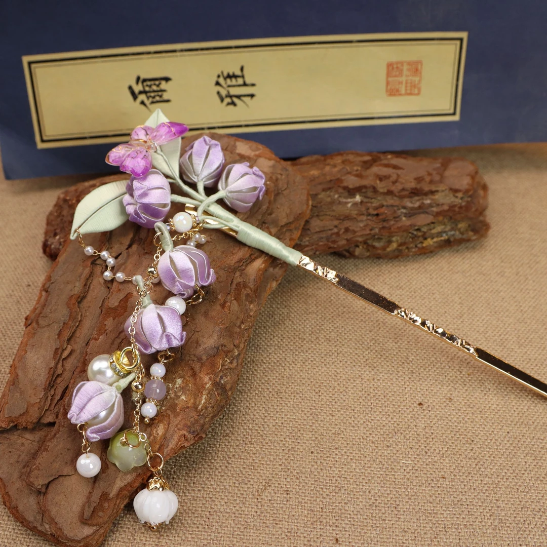 非遗缠花纯手工桑蚕丝缠花铃兰发簪国风古风新（使用后不可退）