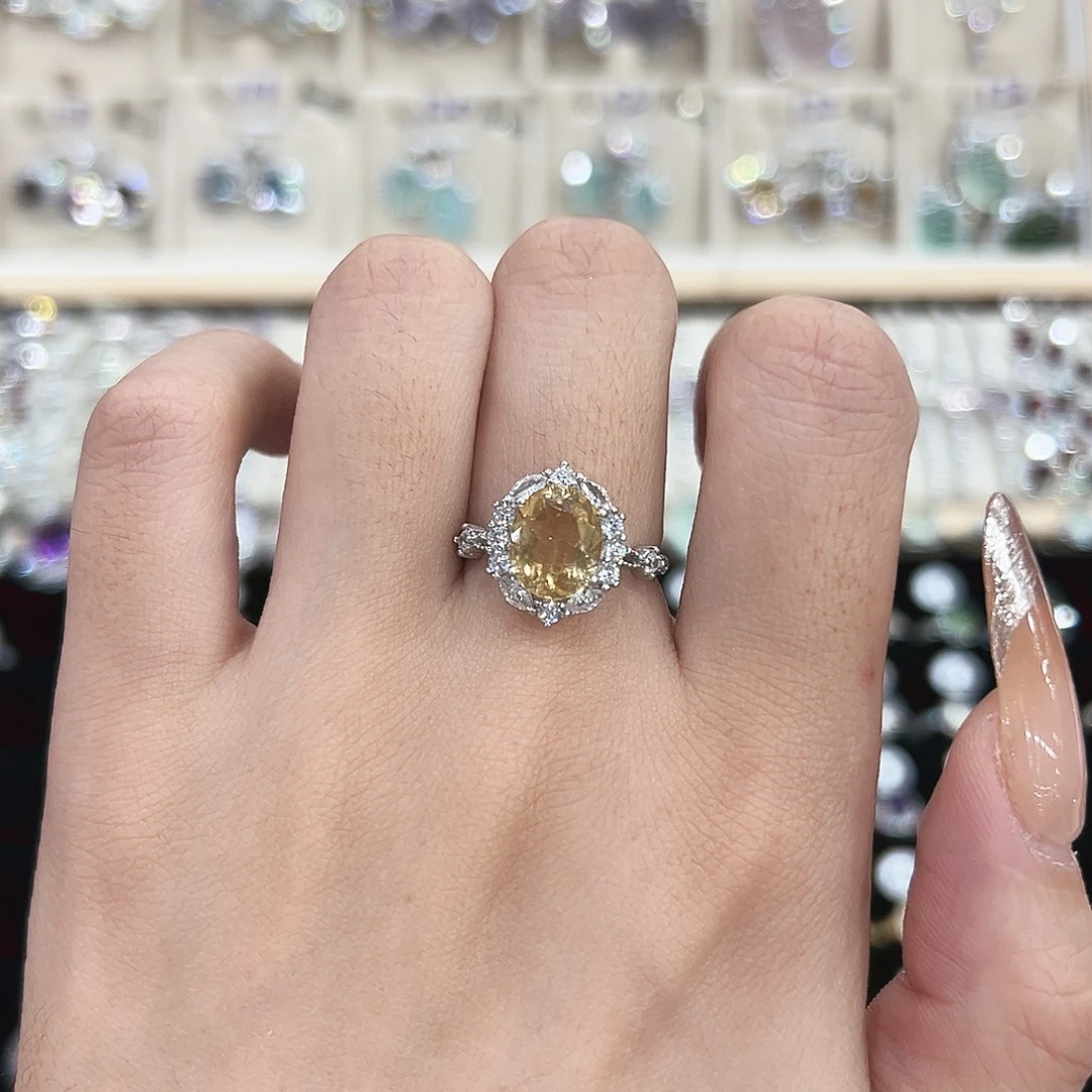 黄晶银S925镶嵌戒指