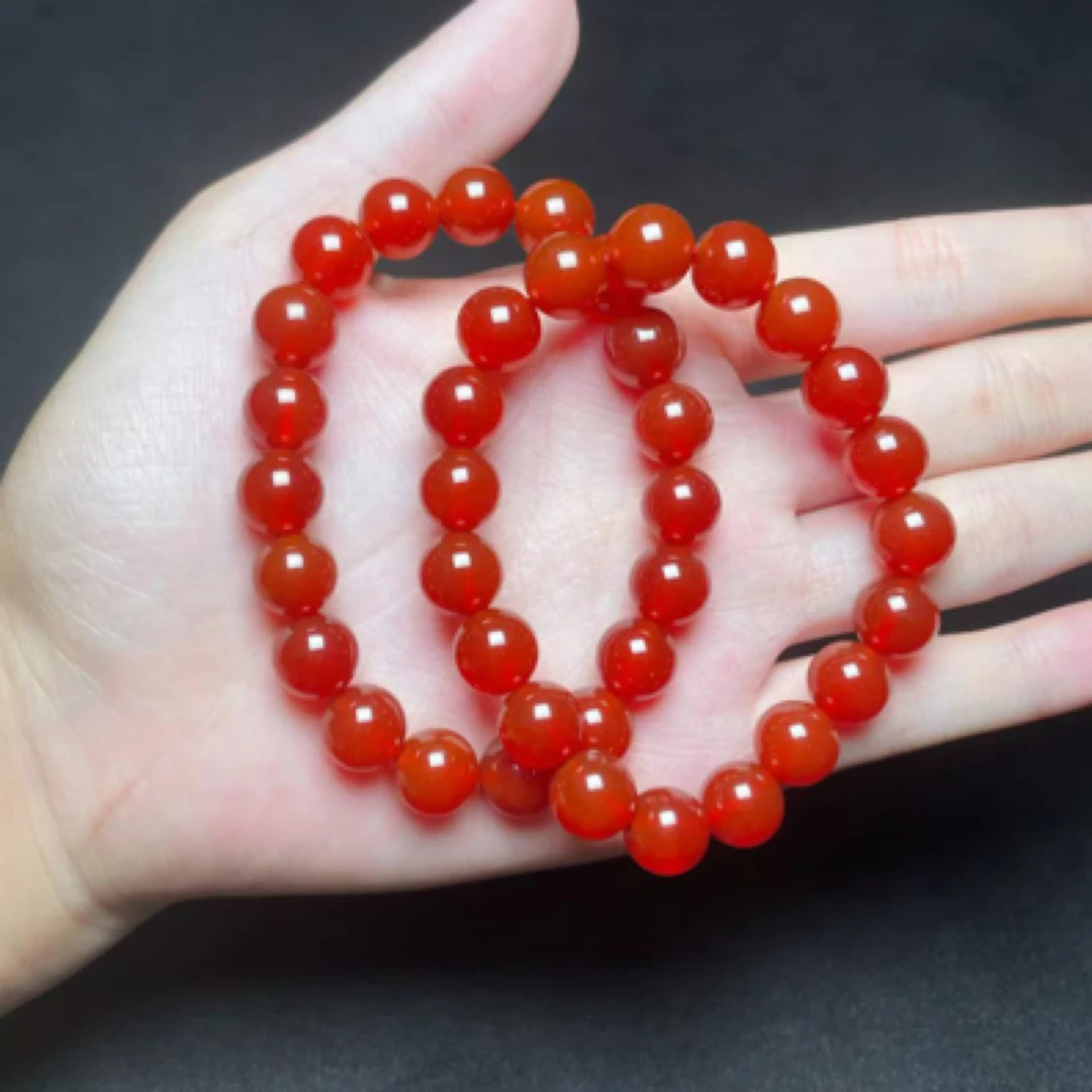 7A红玛瑙手串10mm天然冰种红玛瑙手串单圈多样发其一