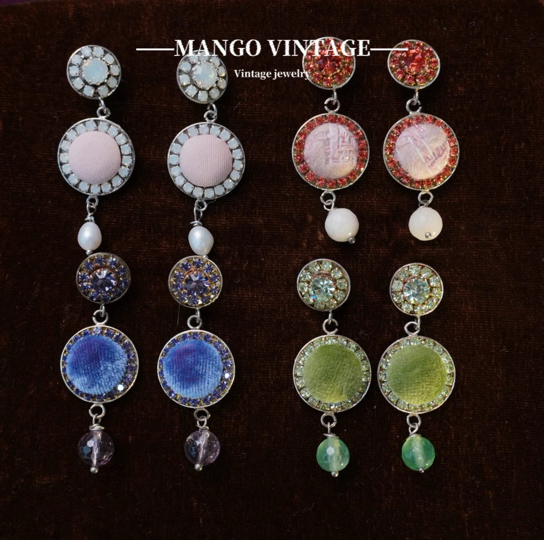 铜合金耳饰 一对价格丝绒米兰lec多色滴流耳环优雅华丽【正品中古】