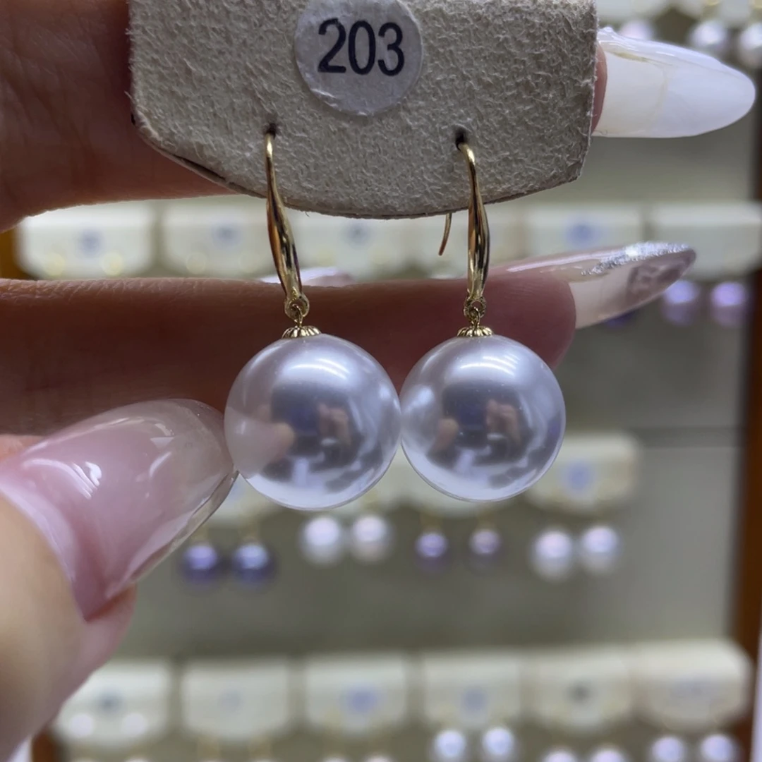 淡水珍珠耳饰18K金镶嵌