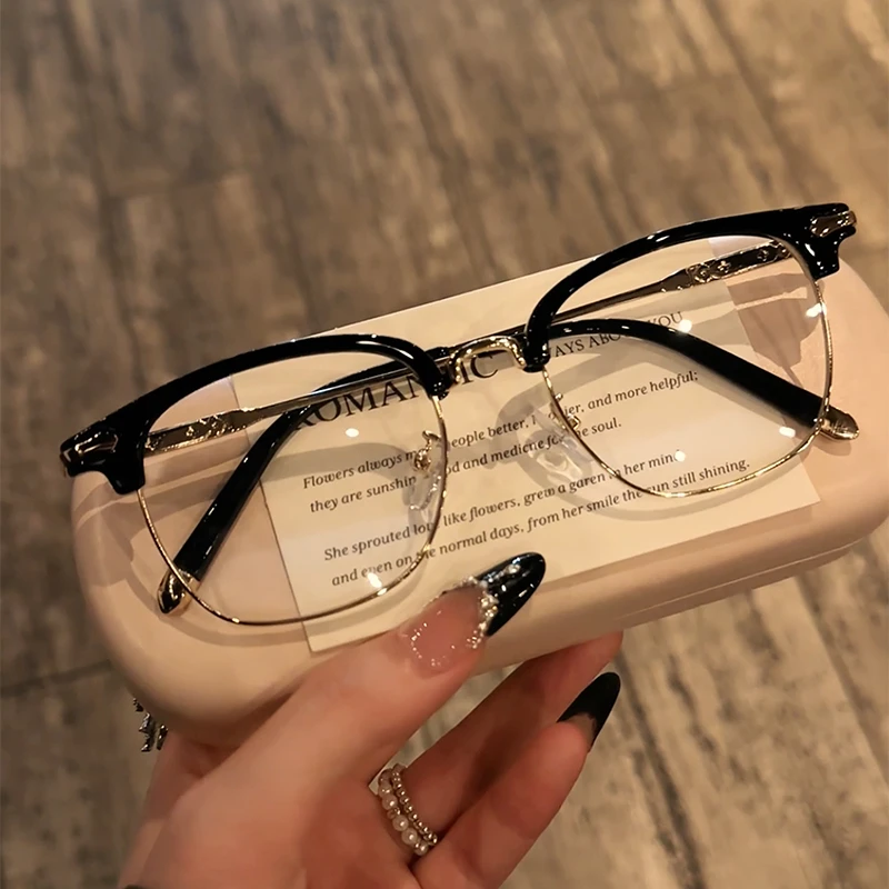 复古斯文败类半框眼镜近视男款潮可配度数防蓝光高级眼镜男款近视