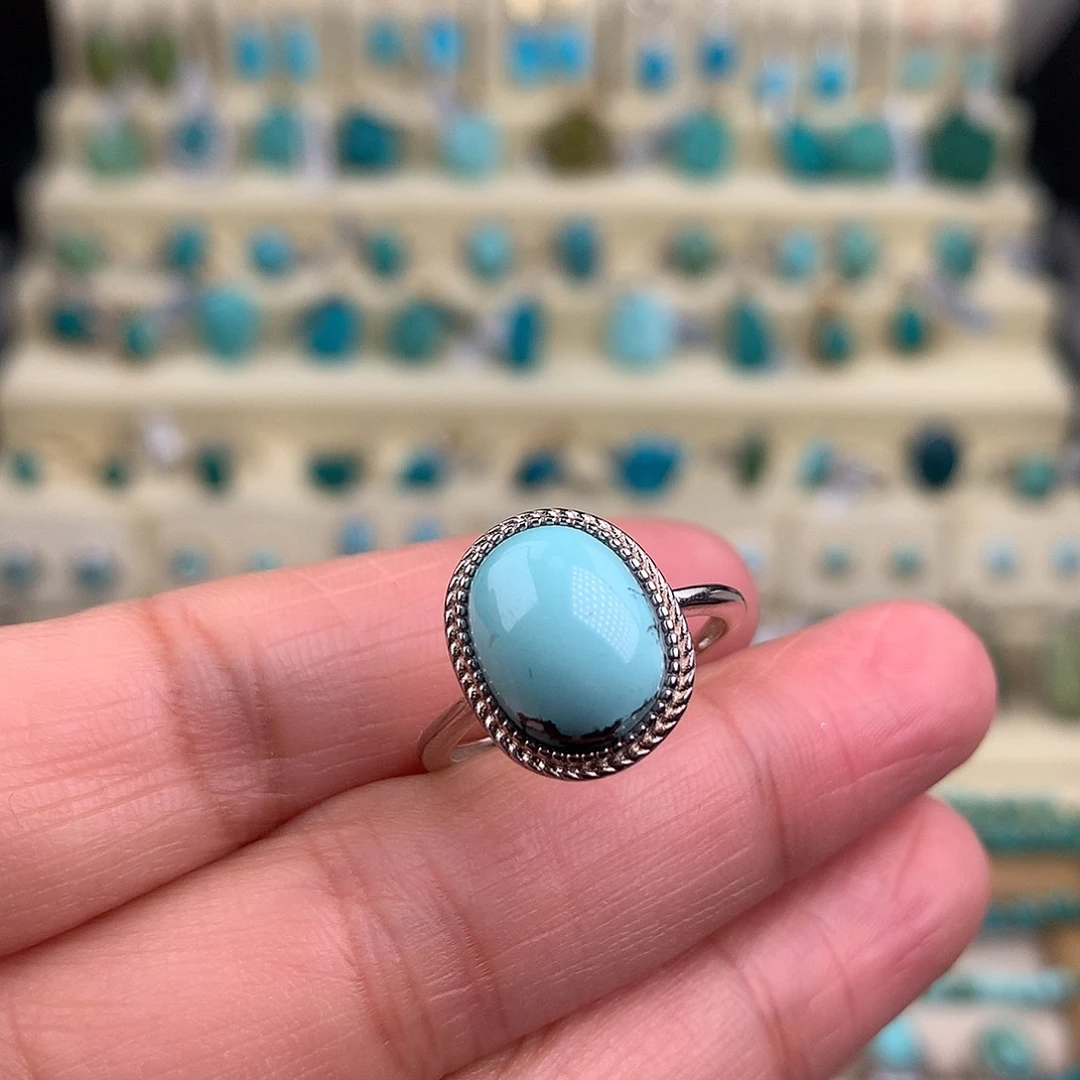 绿松石银S925镶嵌戒指