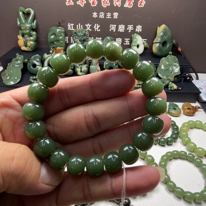 手链未镶嵌岫岩河磨玉（透闪石质玉）