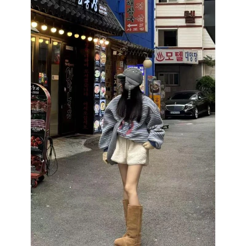 小雅姐姐  韩系自来卷毛绒绒休闲氛围感短裤IK73