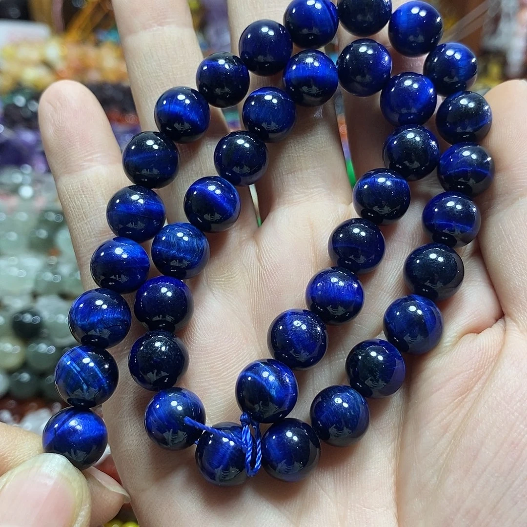 玛瑙/玉髓未镶嵌珠宝半成品蓝虎一条卡10mm