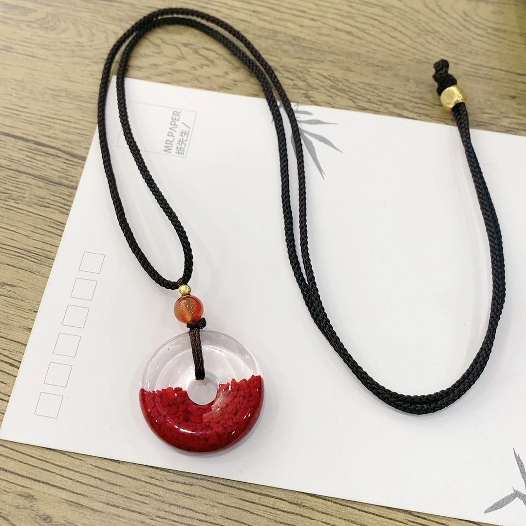 含辰砂工艺品朱砂原矿晶体砂半盆幽灵聚宝盆平安扣吊坠