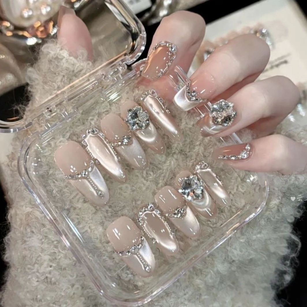 【苍山赴雪】高级猫眼穿戴云烟纯手工可拆卸显白10指甲美甲贴片