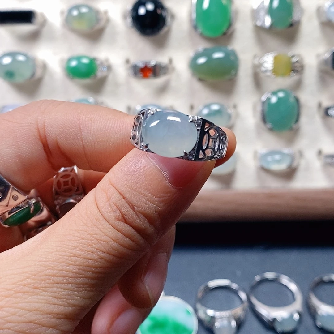 翡翠银S925镶嵌戒指