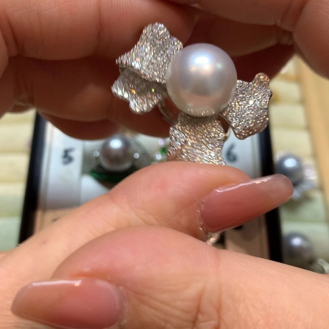 海水珍珠戒指银S925镶嵌