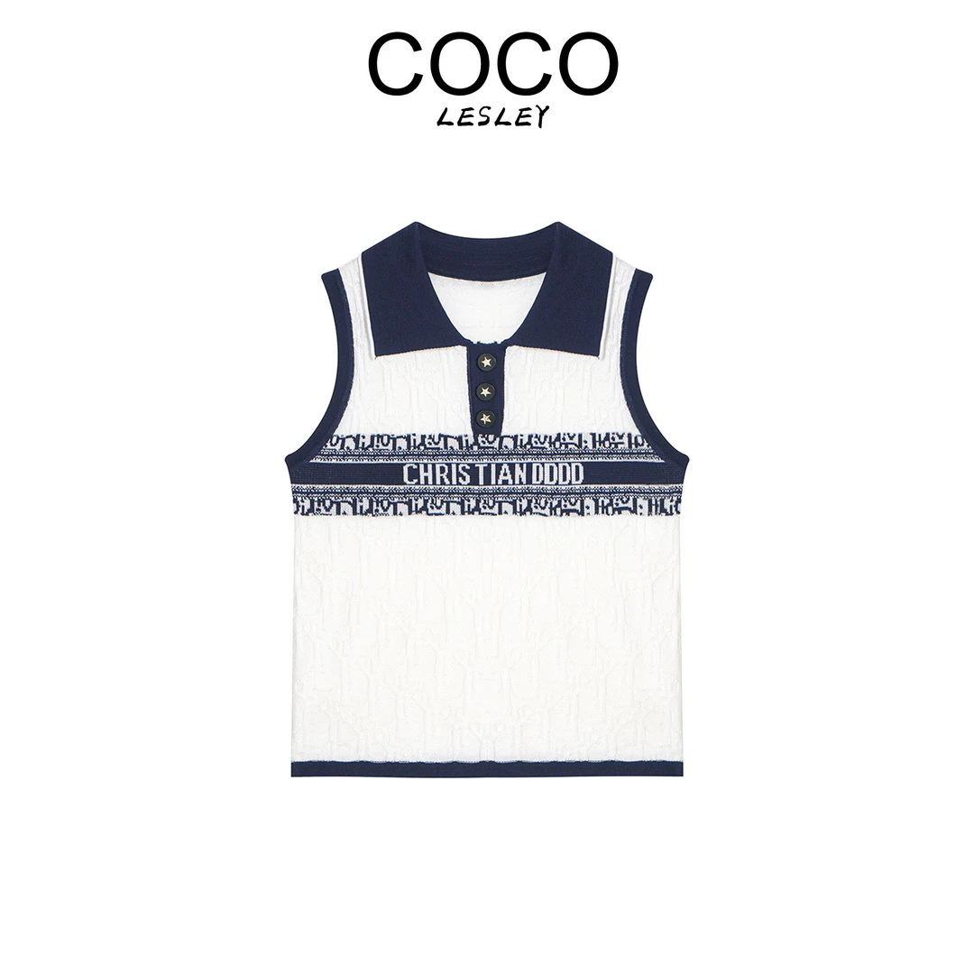 【COCO LESLEY】时尚浮雕提花翻领半开衫针织上衣2799