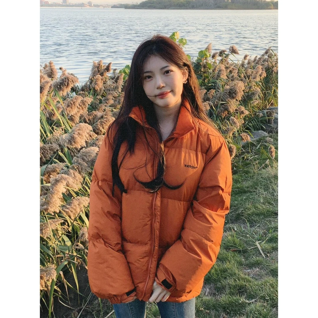 亮秋世羽嘉兴平湖羽绒服反季清仓橘色女短款冬季面包服学生宽松立