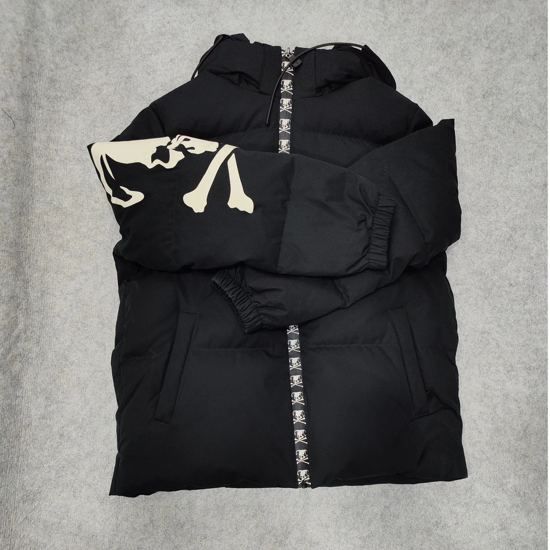 AXW-11025-ED手臂骷髅印花时尚潮流百搭厚款连帽外套