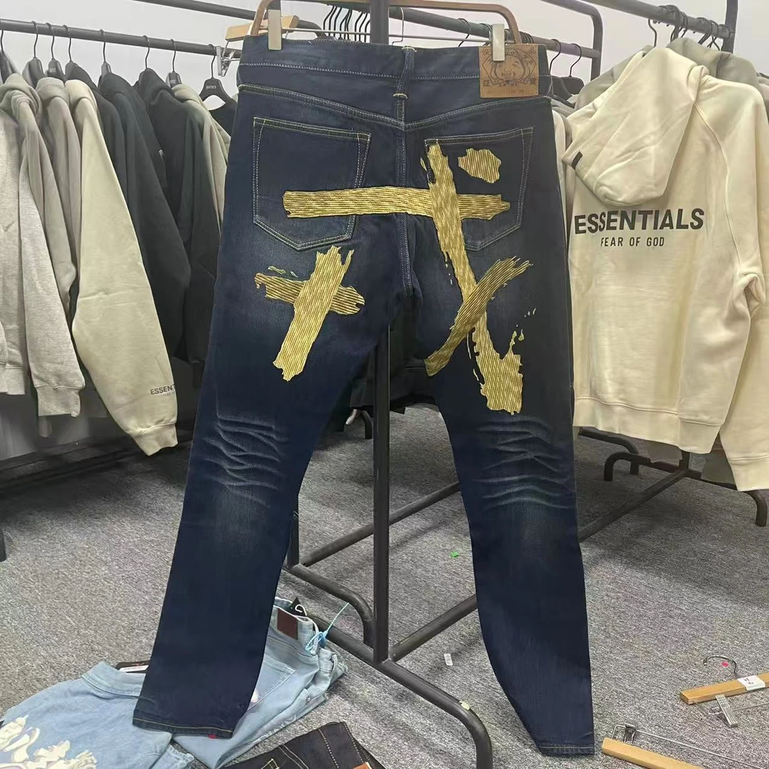 EVISU牛仔裤图烫金刺绣logo正品微瑕介意勿拍