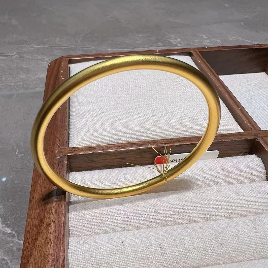 足银手镯 旺莱 966 筑金工艺古法磨砂素圈银手镯L337076303 凤选