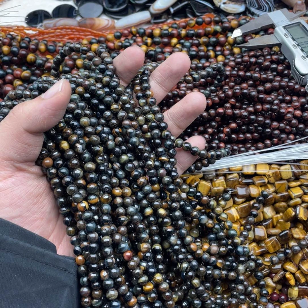 玛瑙/玉髓珠宝半成品未镶嵌一条装6mm彼得虎眼圆珠