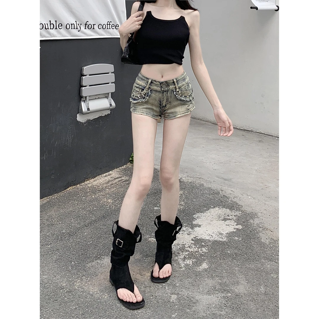 1928辣妹性感低腰牛仔短裤女夏季紧身显瘦弹力