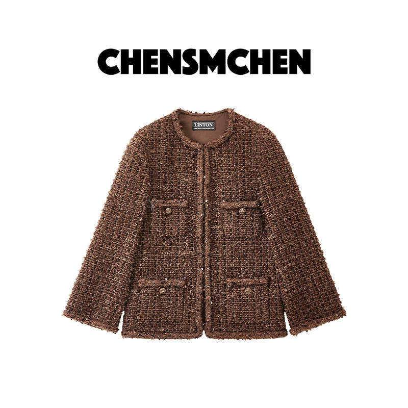 CHENSMCHEN 进口LINTON粗花呢小香外套女精致优雅上衣CSW6126MN
