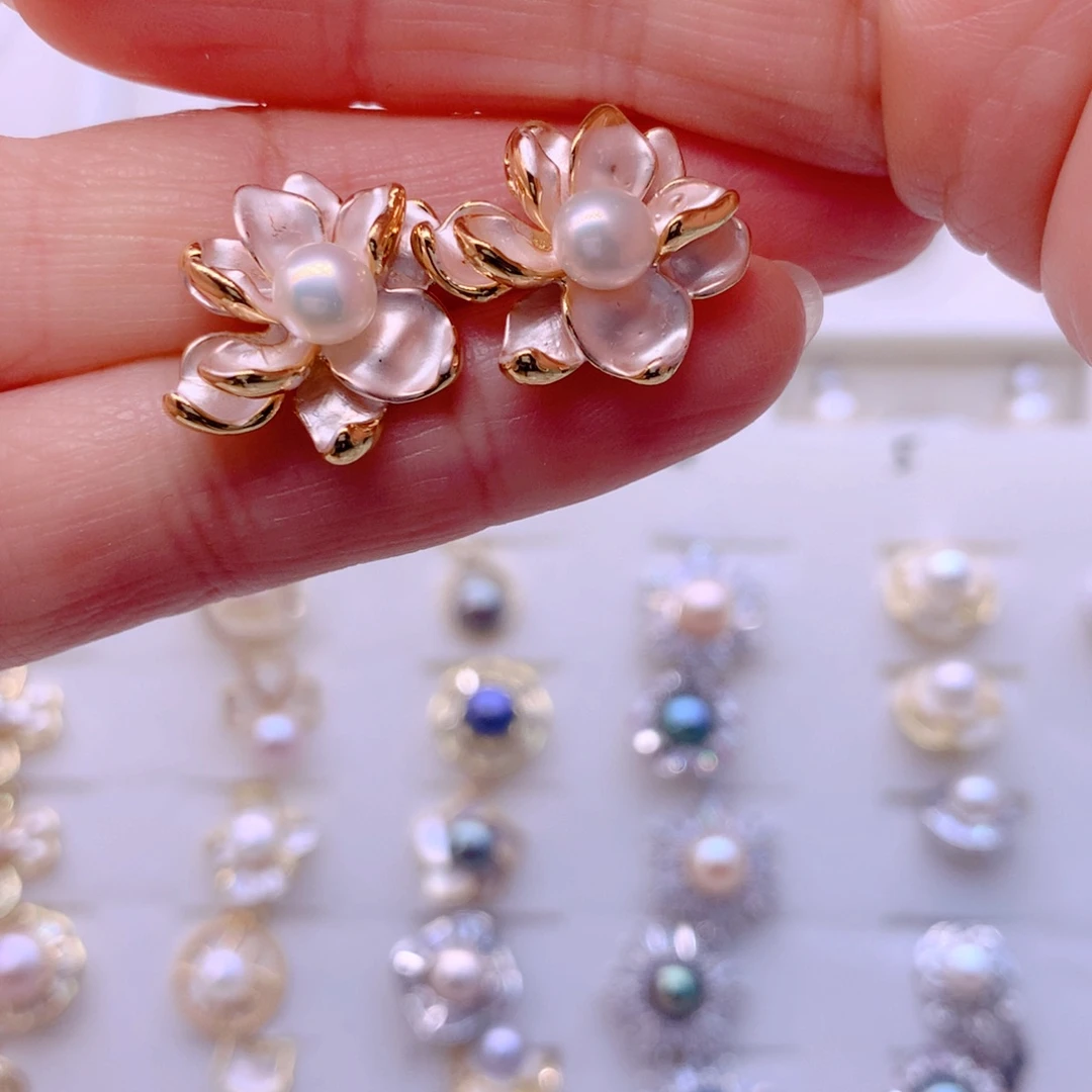 淡水珍珠耳饰合金