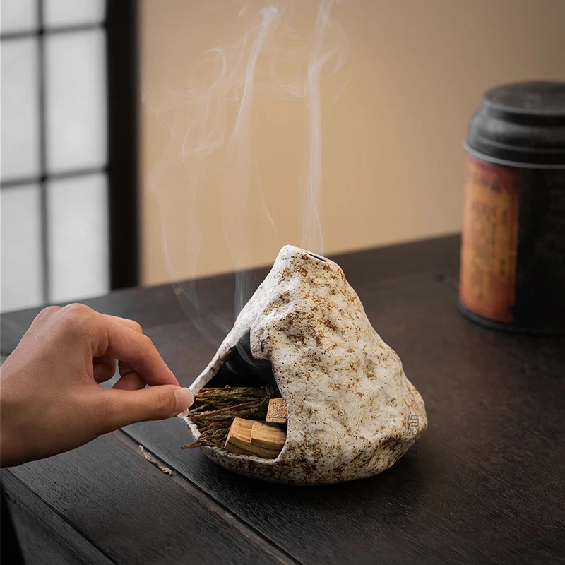手作秘鲁圣木圣草小壁炉燃烧炉托盘客厅茶桌熏香炉点燃式陶瓷香炉