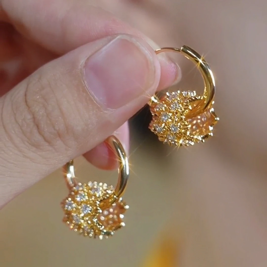 铜合金合成锆石耳饰 【路路通】时尚气质百搭镶钻精致两戴耳环