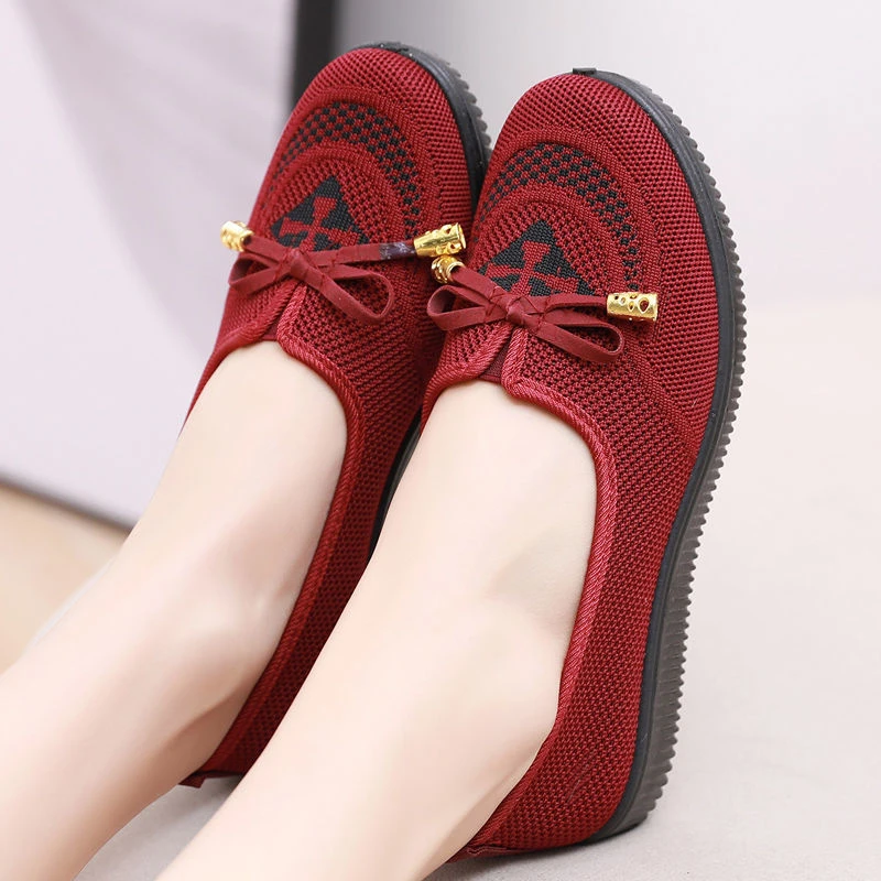 老北京布鞋女夏透气网鞋中老年防滑妈妈运动鞋老人软底飞织健步鞋